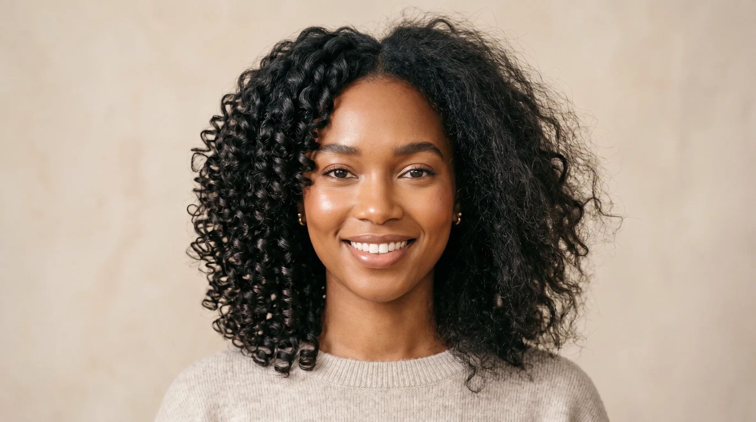 comparação entre cabelo com mousse aplicado corretamente e cabelo com frizz
